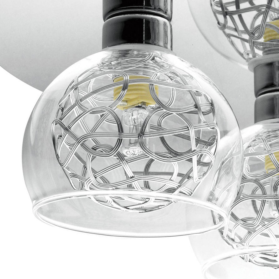 Ceiling Light 4 Lamp Spiral Glass Metal Chrome Effect Round Contemporary - Image 5