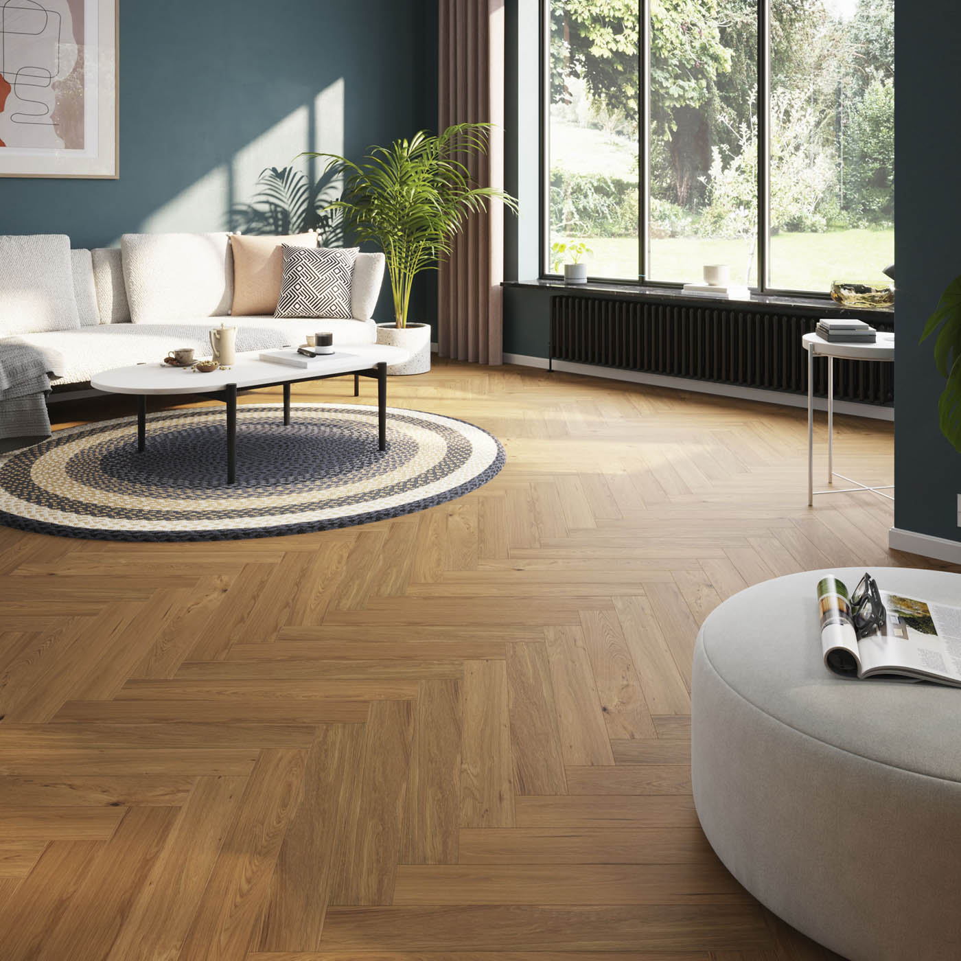 Oak Hardwood Flooring Herringbone  Wood Top Layer Classic 1.94m² - Image 2
