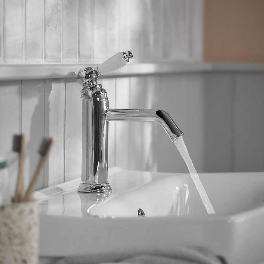 Etel Basin Mixer Tap Bathroom Chrome Effect Water Saving Traditional Round - Image 1
