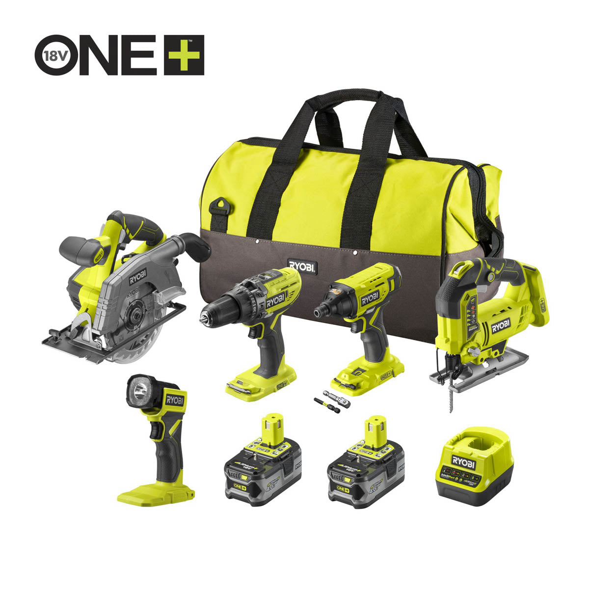 Ryobi Power Tool Kit Cordless RCK185-240S 2x4Ah Li-ion Charger 5 Piece 18V - Image 1