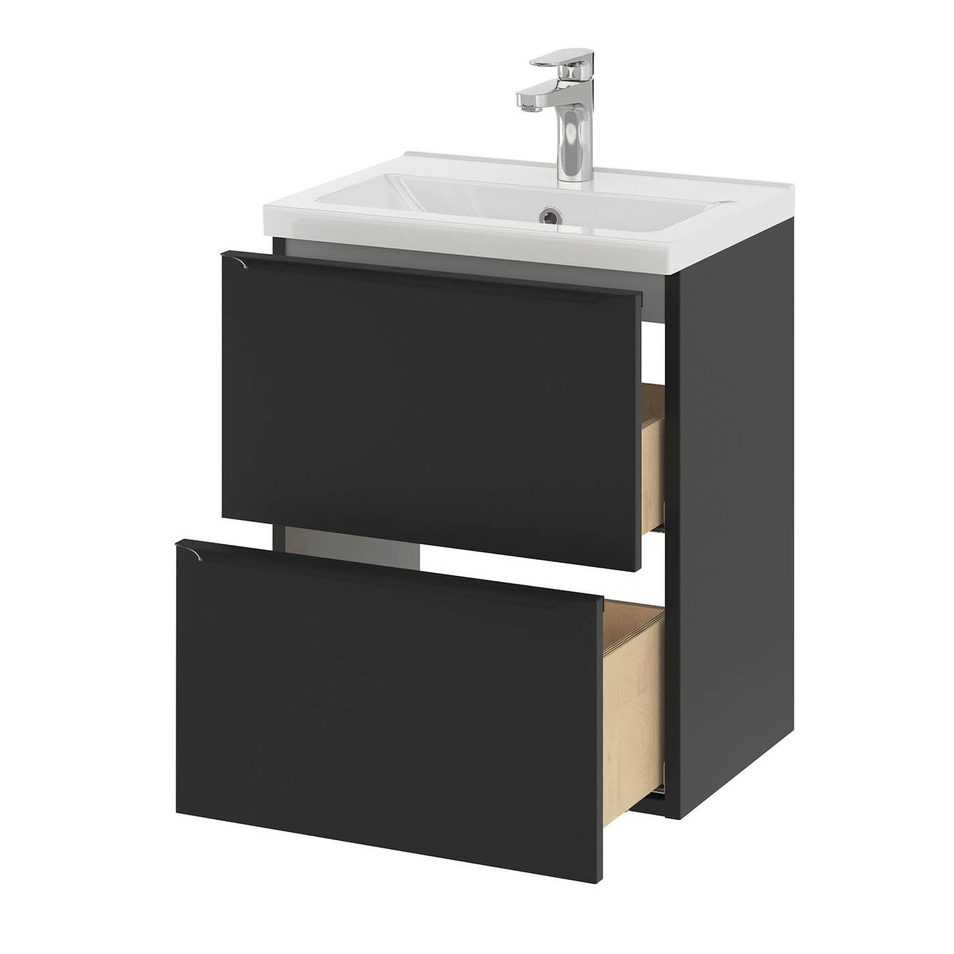 Imandra Bathroom Cabinet Wall-Mounted Vanity Matt Black Slimline H600mm W500mm - Image 6
