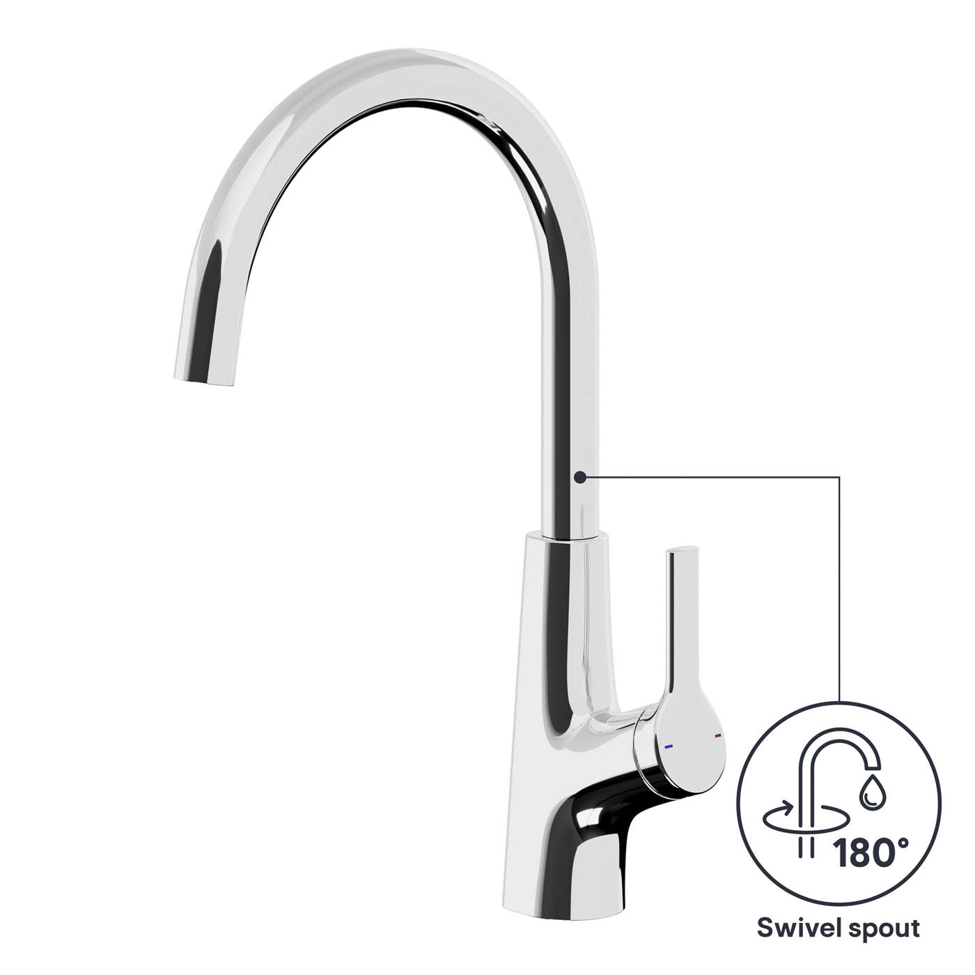 Kitchen Sink Sensor Tap Mixer Chrome Swivel Spout Side Lever Modern Faucet - Image 9