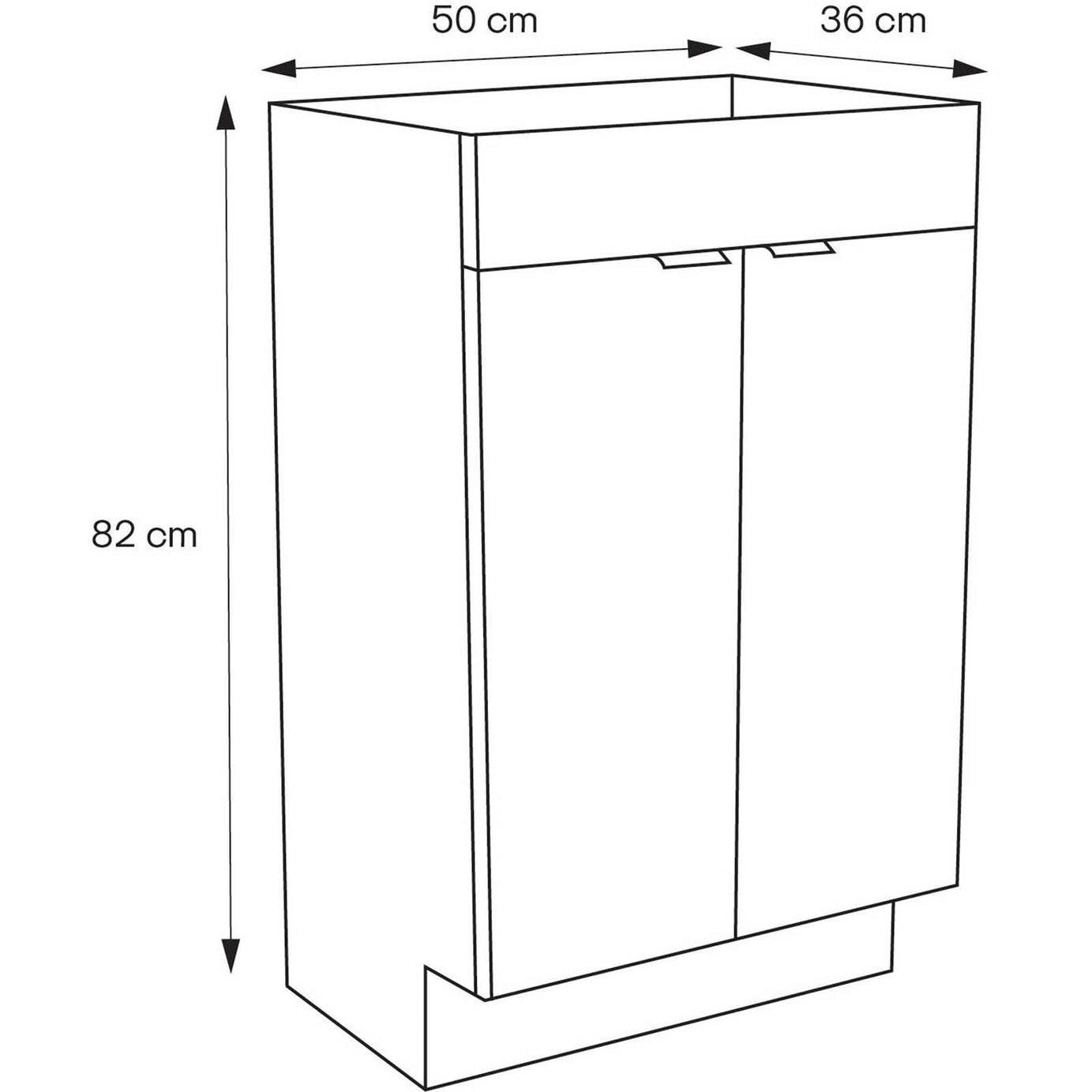 Bathroom Cabinet  Imandra Slimline Gloss Grey Double Vanity Unit H82xW50cm - Image 2