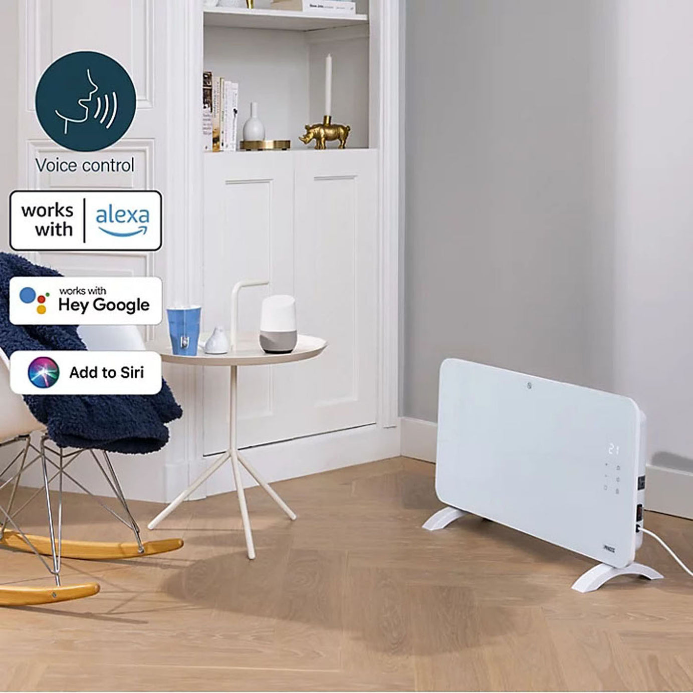 Electric Smart Panel Heater White Glass Thermostatic Portable Timer 1500W - Image 6