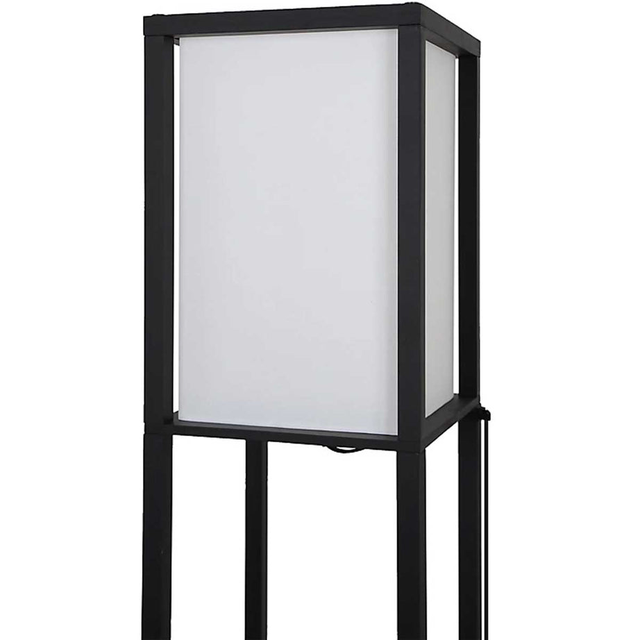 Floor Lamp Matt Black 4-Tier Display Shelf Hartland Rectangle Modern Bamboo - Image 5
