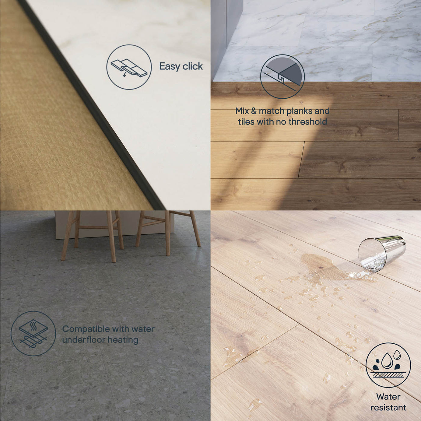 Click Vinyl Planks Walnut Oak Effect Textured Water Resistant T4.5mm 2.36m² - Image 8