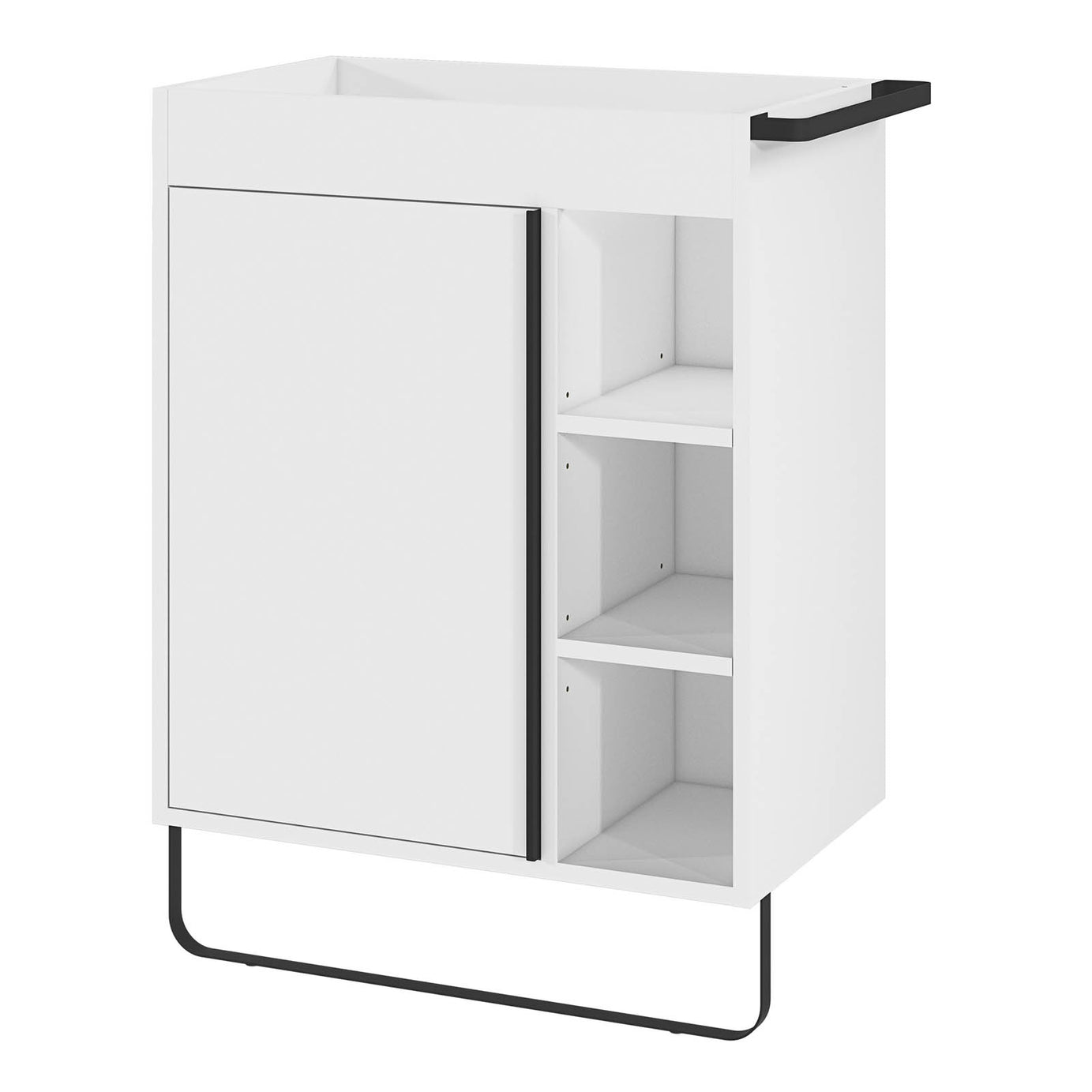 Bathroom Cabinet Maza Matt White Single Door Wall Mounted Modern H82xW65cm - Image 1