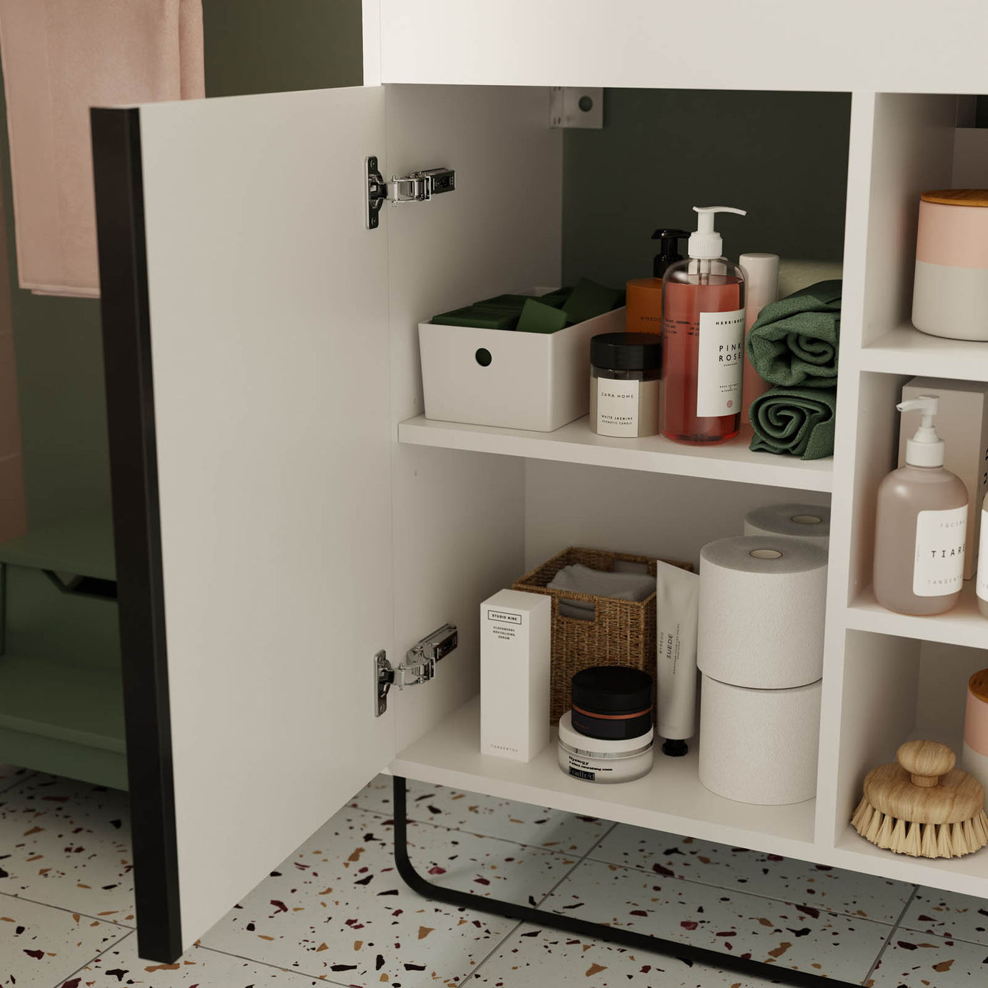 Bathroom Cabinet Maza Matt White Single Door Wall Mounted Modern H82xW65cm - Image 7