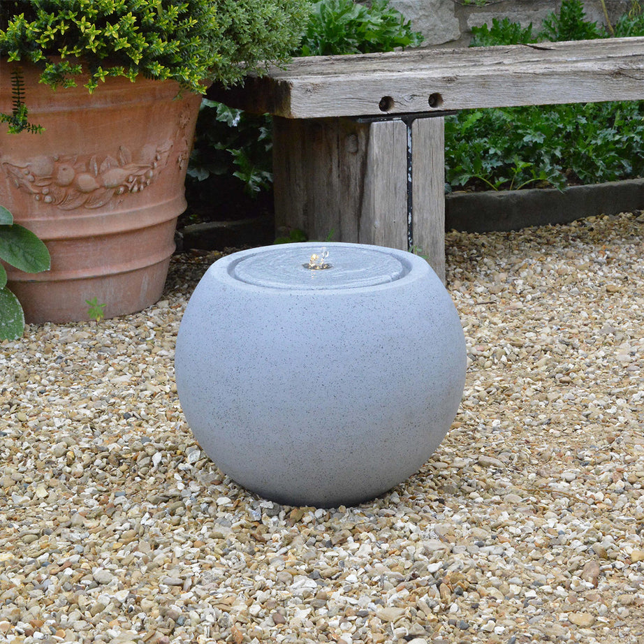 Outdoor Water Feature Fountain Sphere LED Light Stone Effect Garden Decoration - Image 2