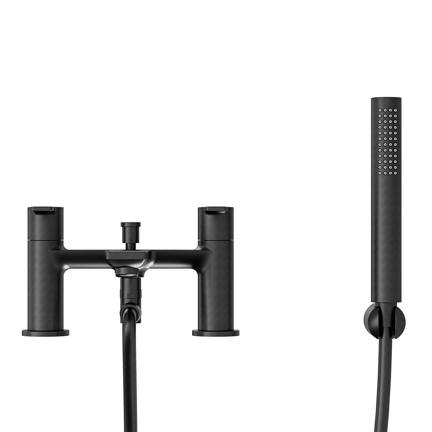 Bath Filler Tap Mixer Shower Matt Black Dual Lever ¼ Turn Single Spray Pattern - Image 4