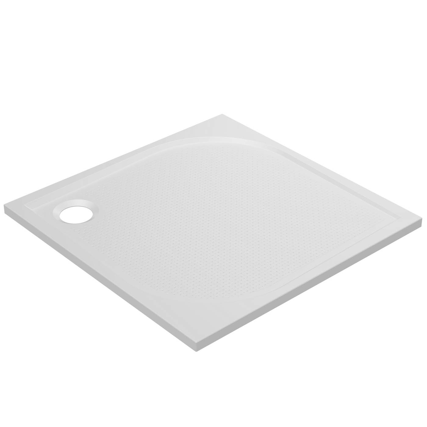 Limski Shower Tray White Square Left-Hand Drainer Low Profile L900 W900 H27mm - Image 1
