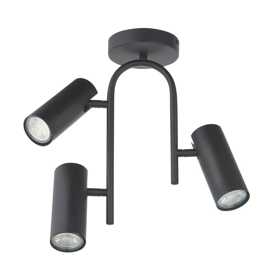 LED Ceiling Spotlight 3 Way Matt Black Metal Adjustable Heads Dimmable Modern - Image 3