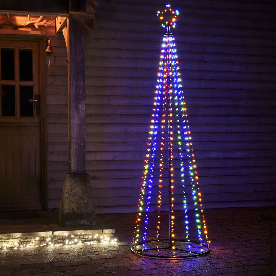 Christmas Tree Silhouette LED Multicolour 8 Functions Indoor Outdoor (H) 2100mm - Image 1
