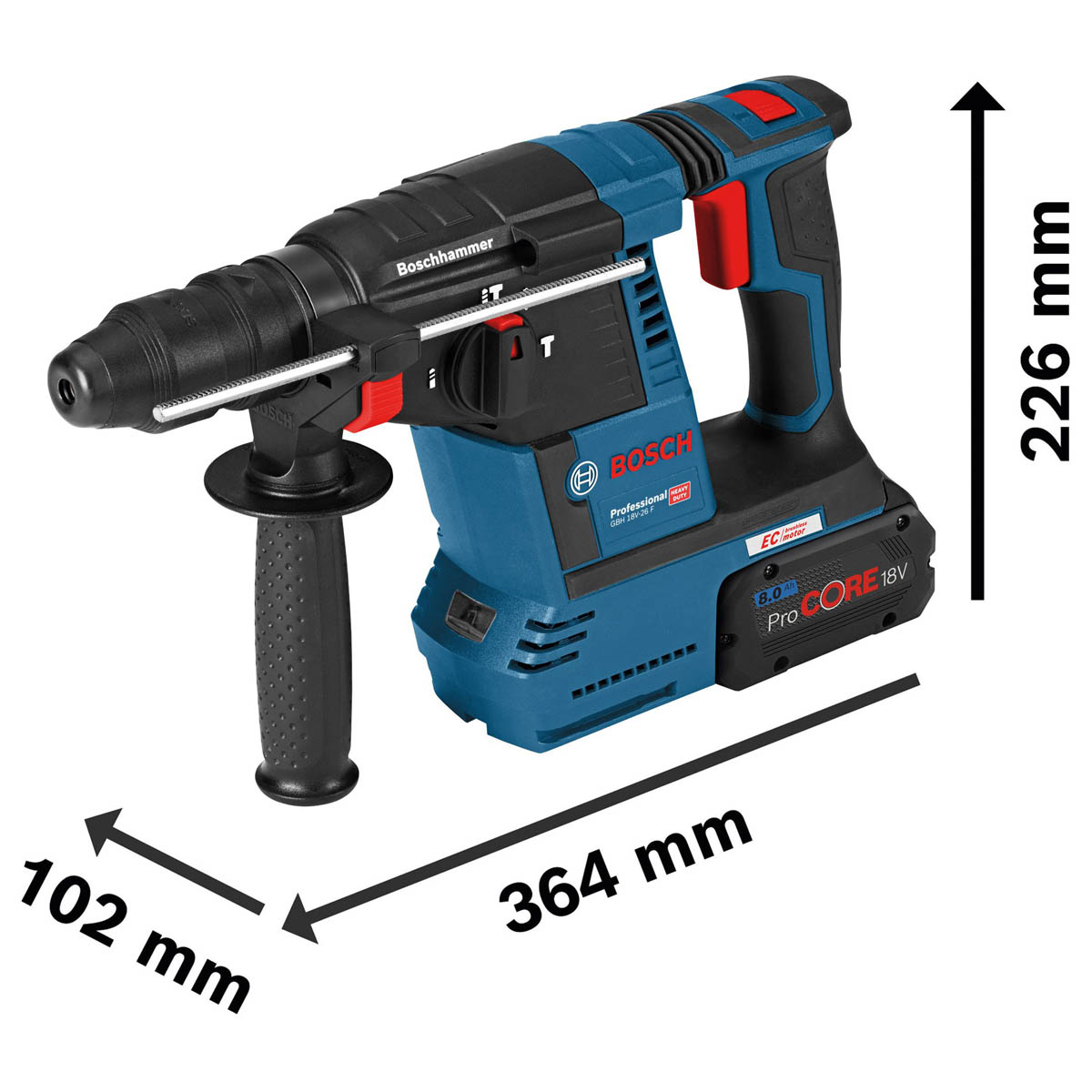 Bosch SDS Plus Drill Cordless 18V 2x5Ah Li-ion GBH18V-26F Brushless Heavy Duty - Image 3