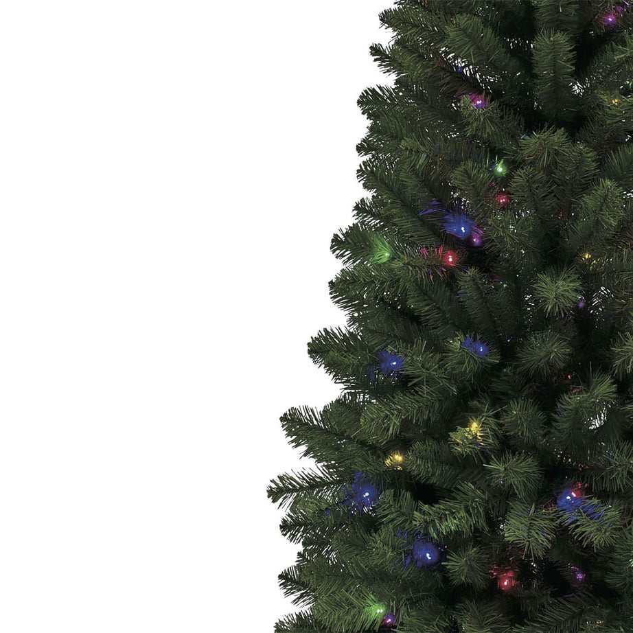 Christmas Tree 6ft Pre-Lit Green Artificial LED 200 Multicolour Hinged Indoor - Image 9