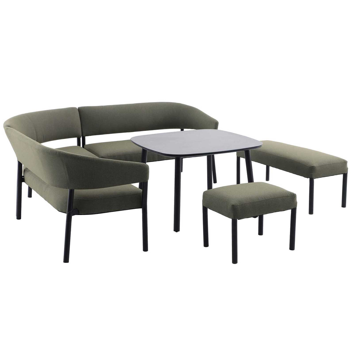 Garden Furniture Dining Set Green Metal 8 Seater Table Bench Sofa Stool Patio - Image 3