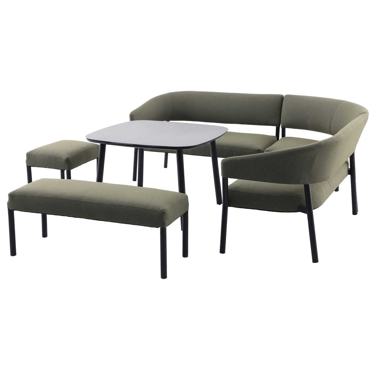 Garden Furniture Dining Set Green Metal 8 Seater Table Bench Sofa Stool Patio - Image 4