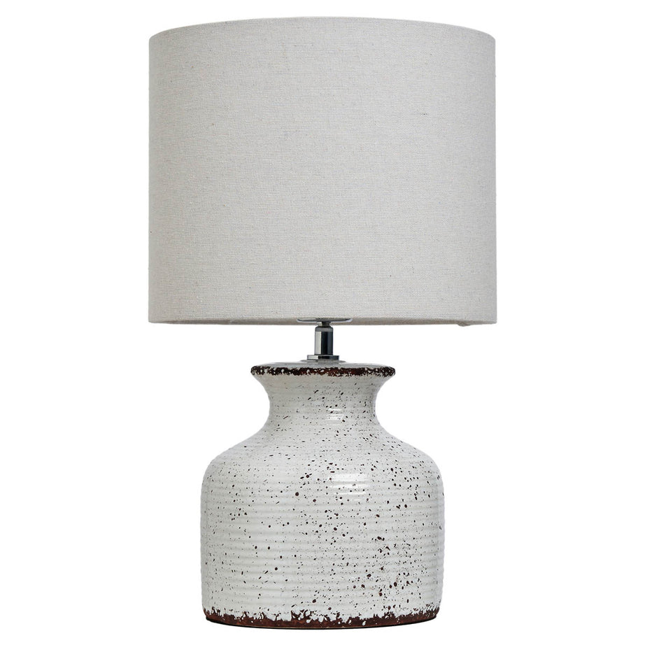 Inlight Table Lamp Capan Crackled Round Natural Distressed Effect Drum Shade - Image 7
