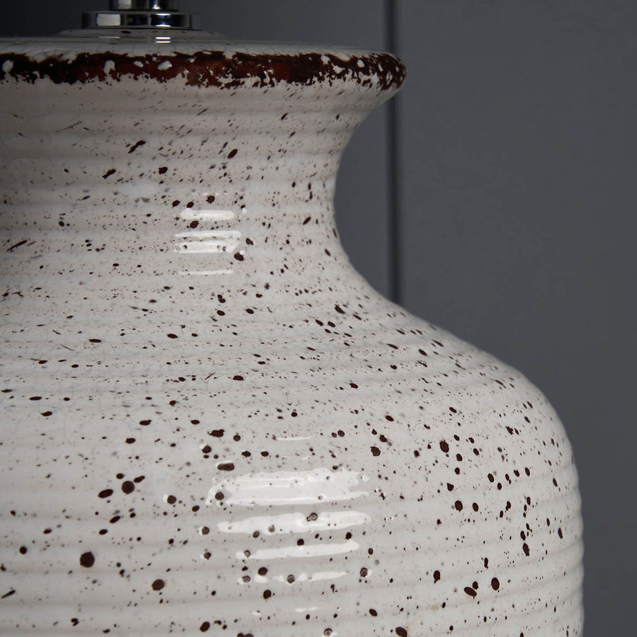 Inlight Table Lamp Capan Crackled Round Natural Distressed Effect Drum Shade - Image 8