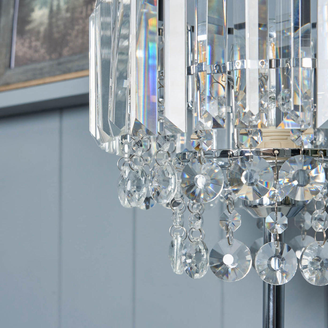 Inlight Table Lamp Tiered Glass Crystal Round Polished Chrome Effect (H)44cm - Image 9