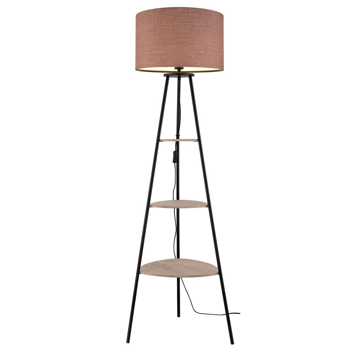 Floor Lamp 3 Tier Shelf Matt Terracotta Fabric Metal Living Room Modern 155cm - Image 5