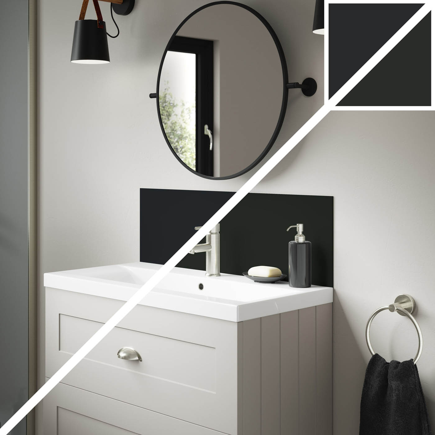 Splashwall Bathroom Splashback Matt Midnight Grey Aluminium Double Sided - Image 4