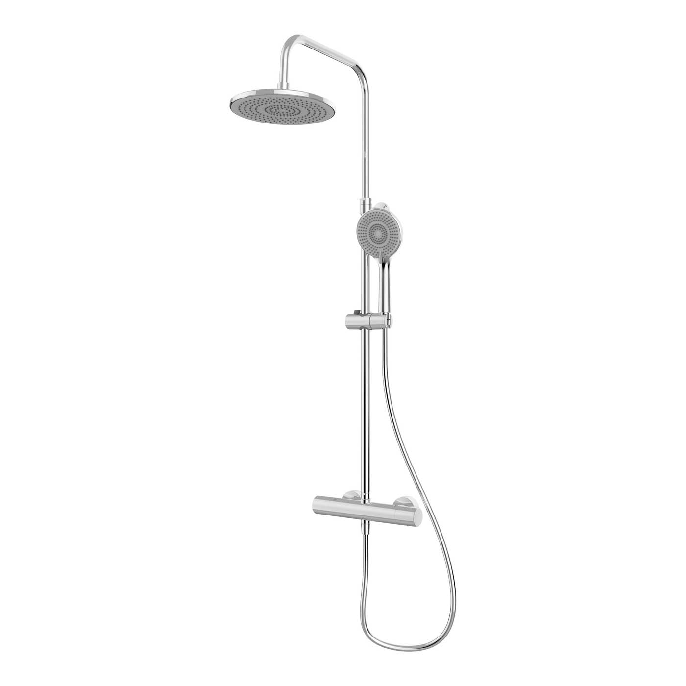 Thermostatic Mixer Shower Chrome Dual Round Head Bar Set Bathroom Modern - Image 1