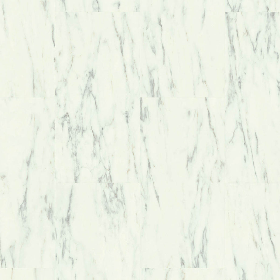 Vinyl Tile Flooring Matt White Marble Effect Ultra Strong Contemporary 1.85m² - Image 1