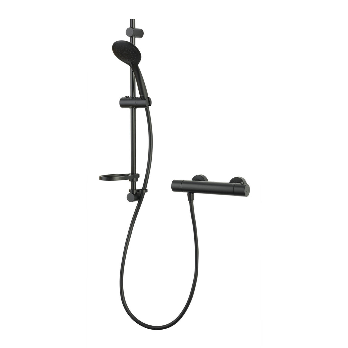 Aqualisa Mixer Shower Sierra Matt Black Round Head Rear fed Manual 1.5m Hose - Image 1