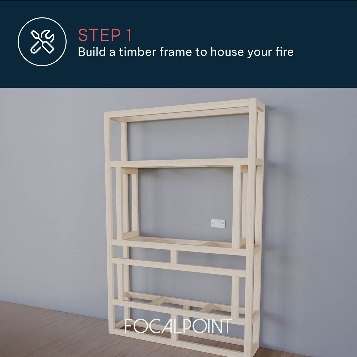 Focal Point Electric Fire Inset 1.5kW Matt Black Fireplace Log Effect Home - Image 8