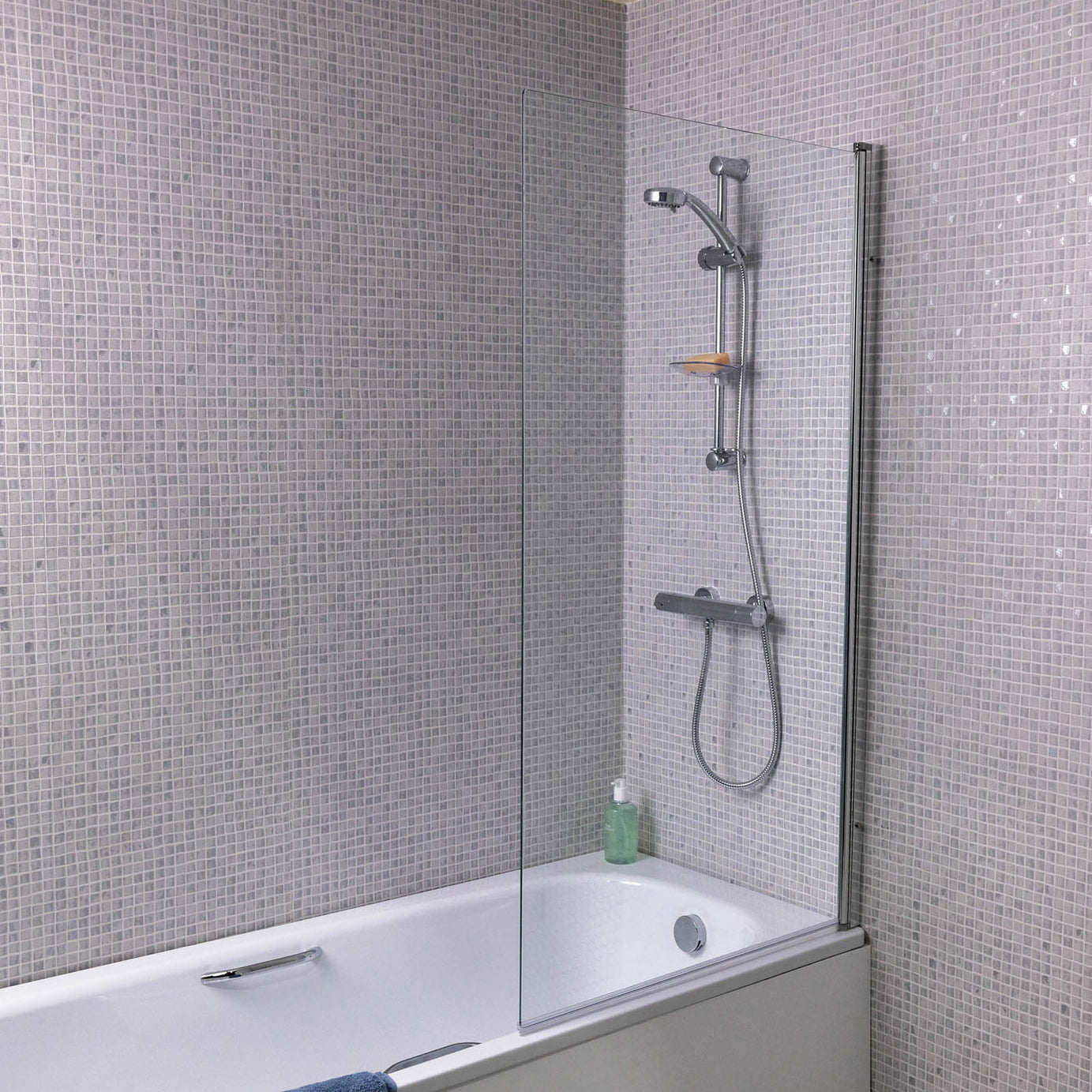 Bath Shower Screen Straight Chrome Tempered Glass Frameless Bathroom W78xH140cm - Image 8