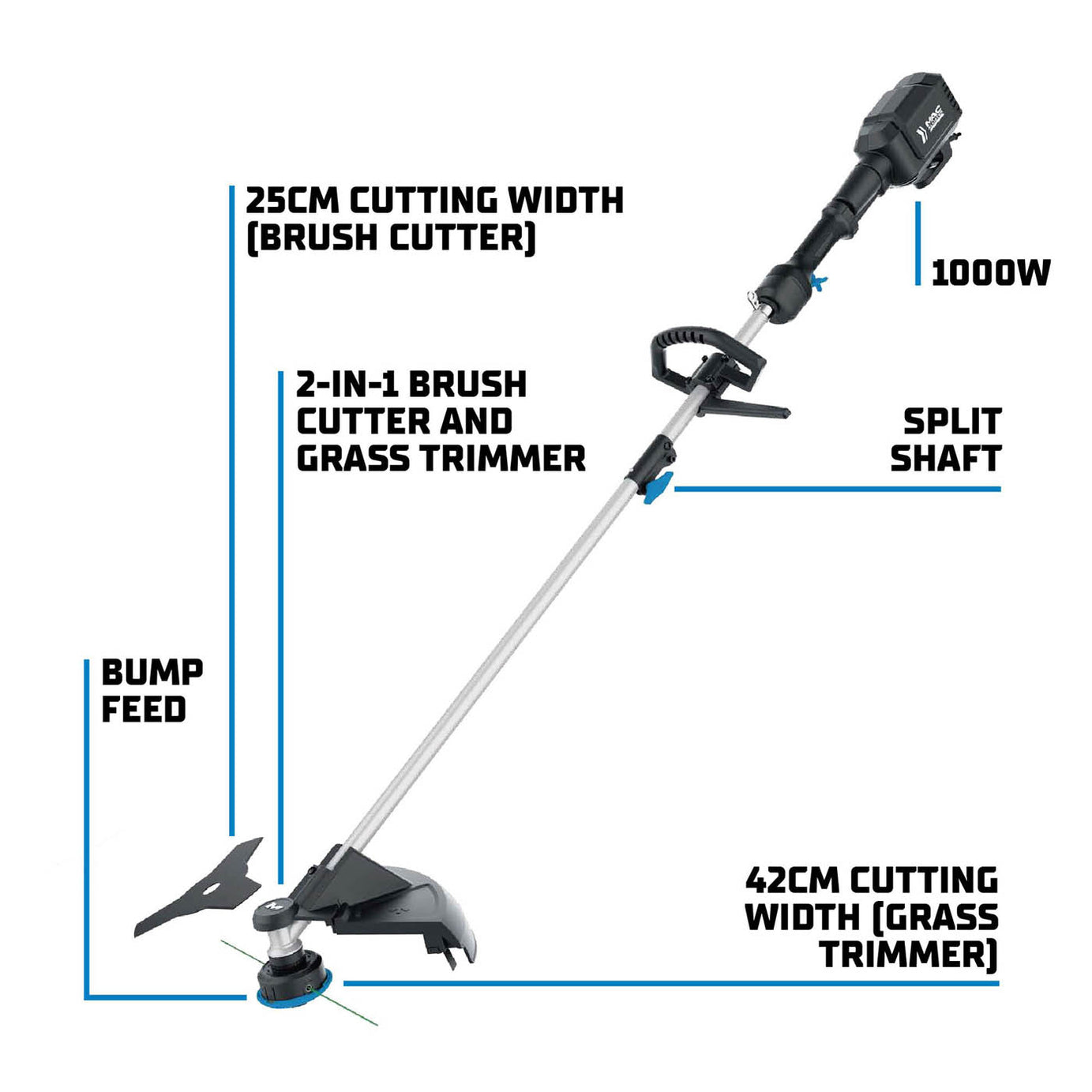 Mac Allister Brushcutter And Grass Trimmer 2IN1 Electric MCB1174GBC 42cm 1000W - Image 2