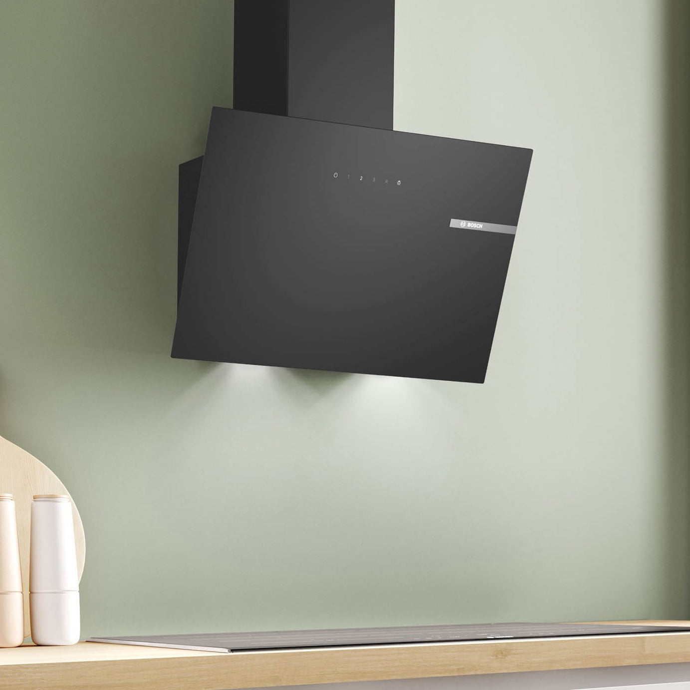 Bosch Angled Cooker Hood Series 2 DWK65DK60B Black Touch Control LED (W)59cm - Image 1