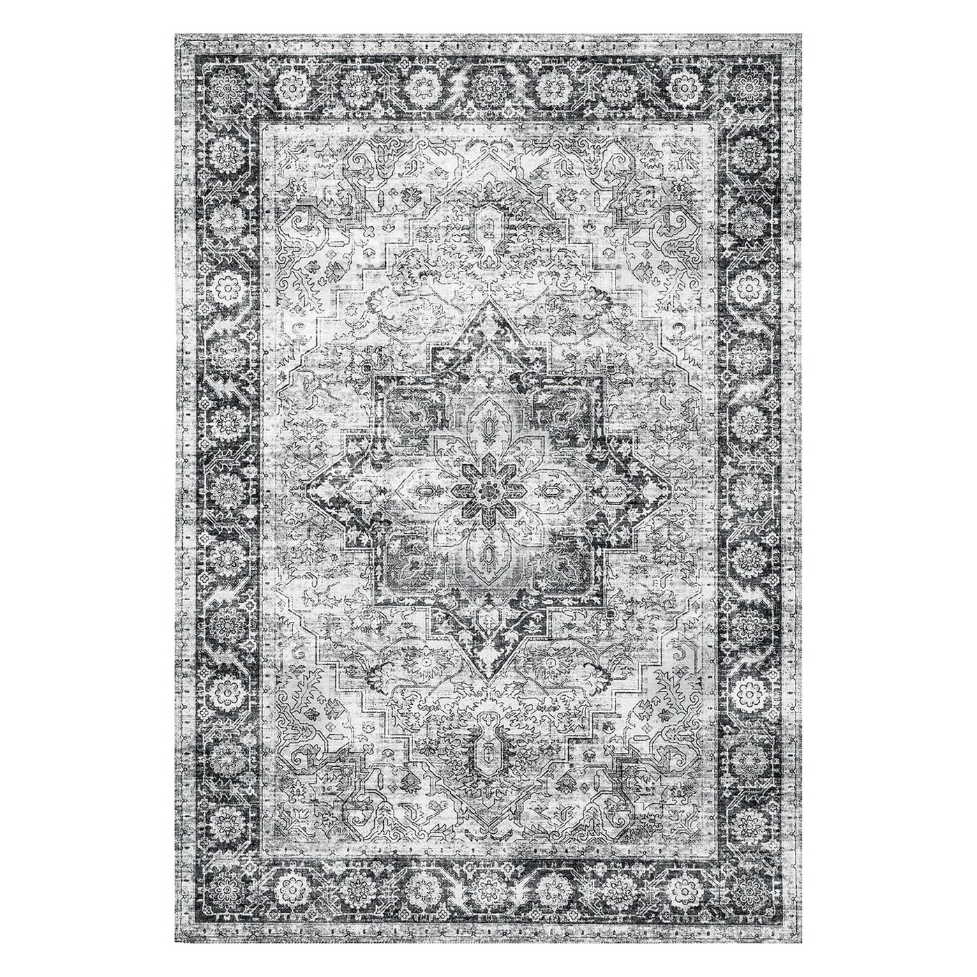 Persian Chenille Grey Traditional Medium Rug, (L)170cm x (W)120cm - Image 1