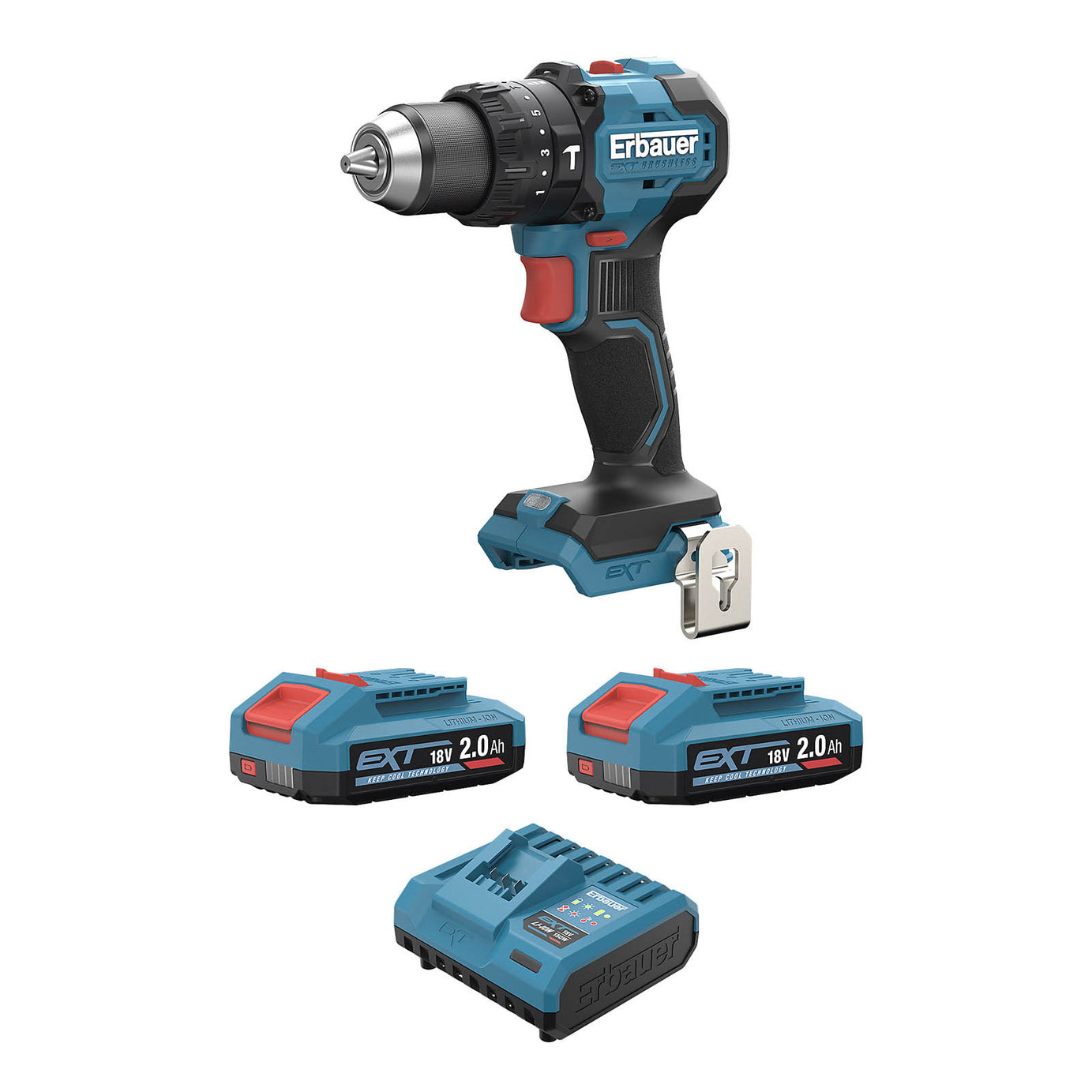 Erbauer Combi Drill Cordless 18V 2 x 2Ah Li-Ion ERI1092COM Soft Grip Compact - Image 1