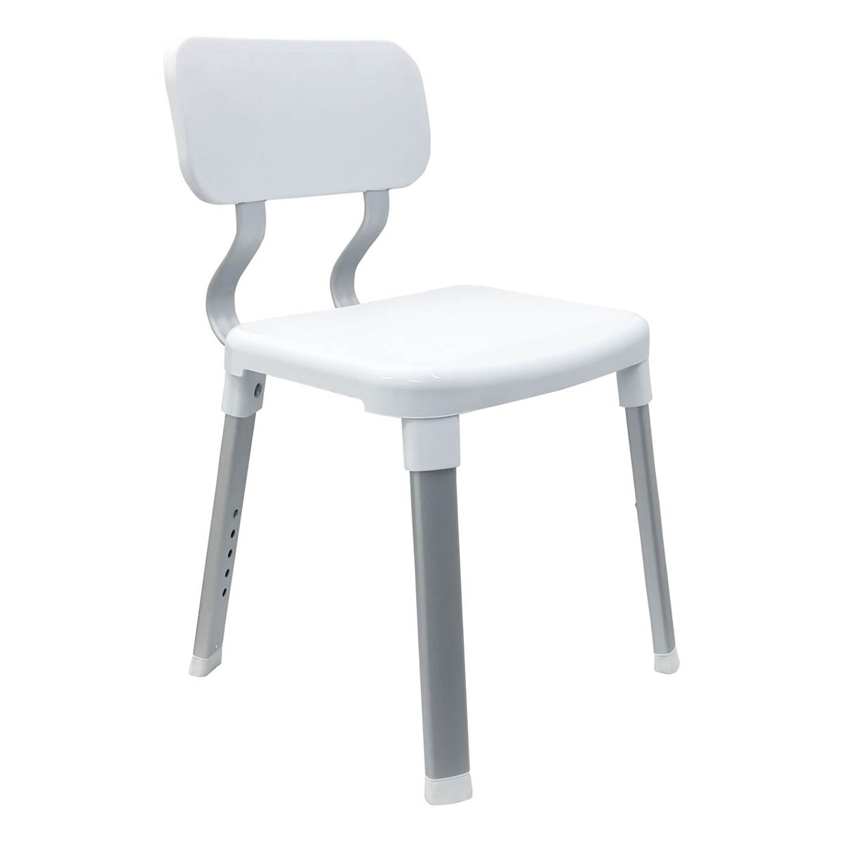 Evekare Shower Seat White Plastic Adjustable Height Non Slip (H)804mm (W)370mm - Image 1
