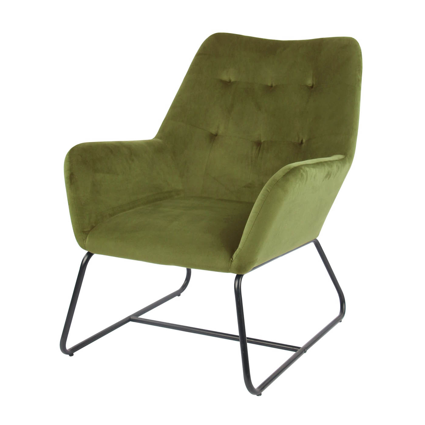 Relaxer Chair Green Velvet Effect Ergonomic Living Room Lounge Modern Home - Image 1