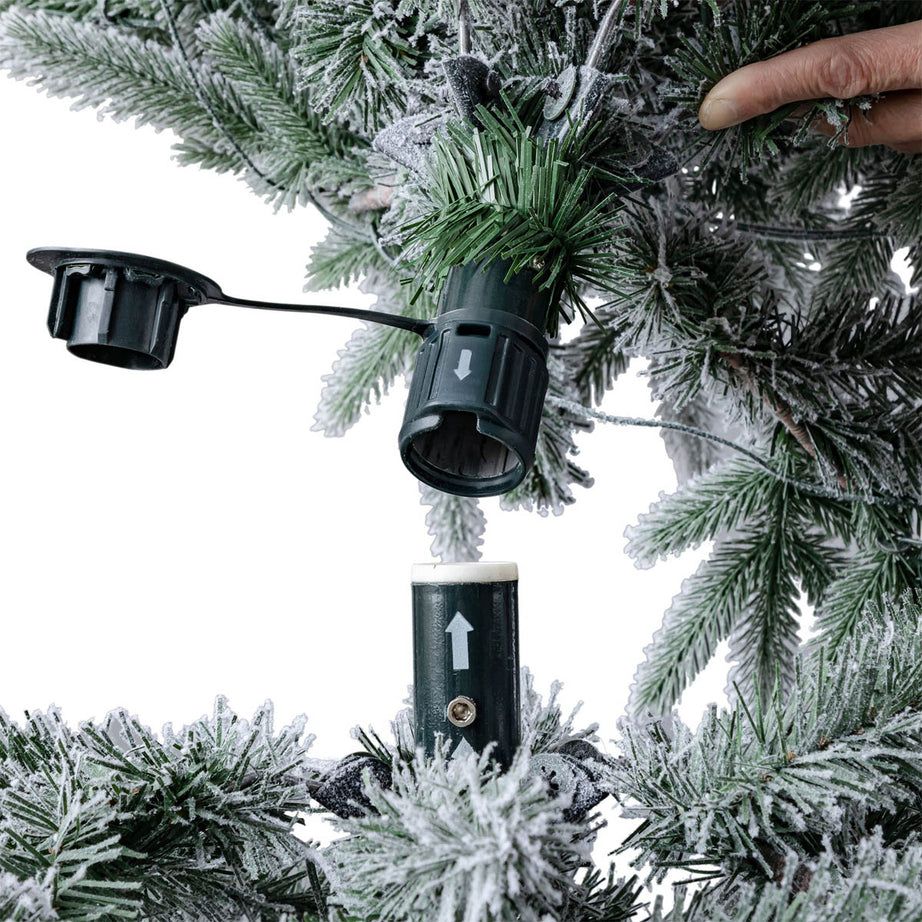 Christmas Tree Artificial Green LED Hinged Pre-lit Warm White Flocked Effect 7ft - Image 7