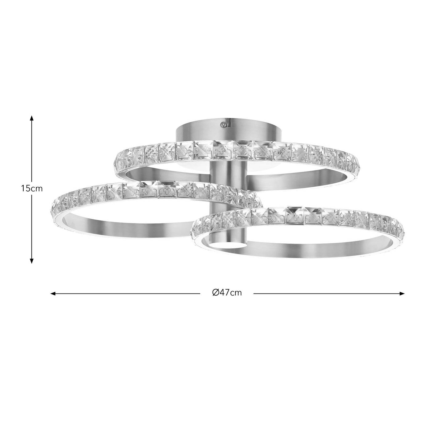 LED Ceiling Light Satin Glass Steel Brushed Gold Effect Warm White Living Room - Image 2