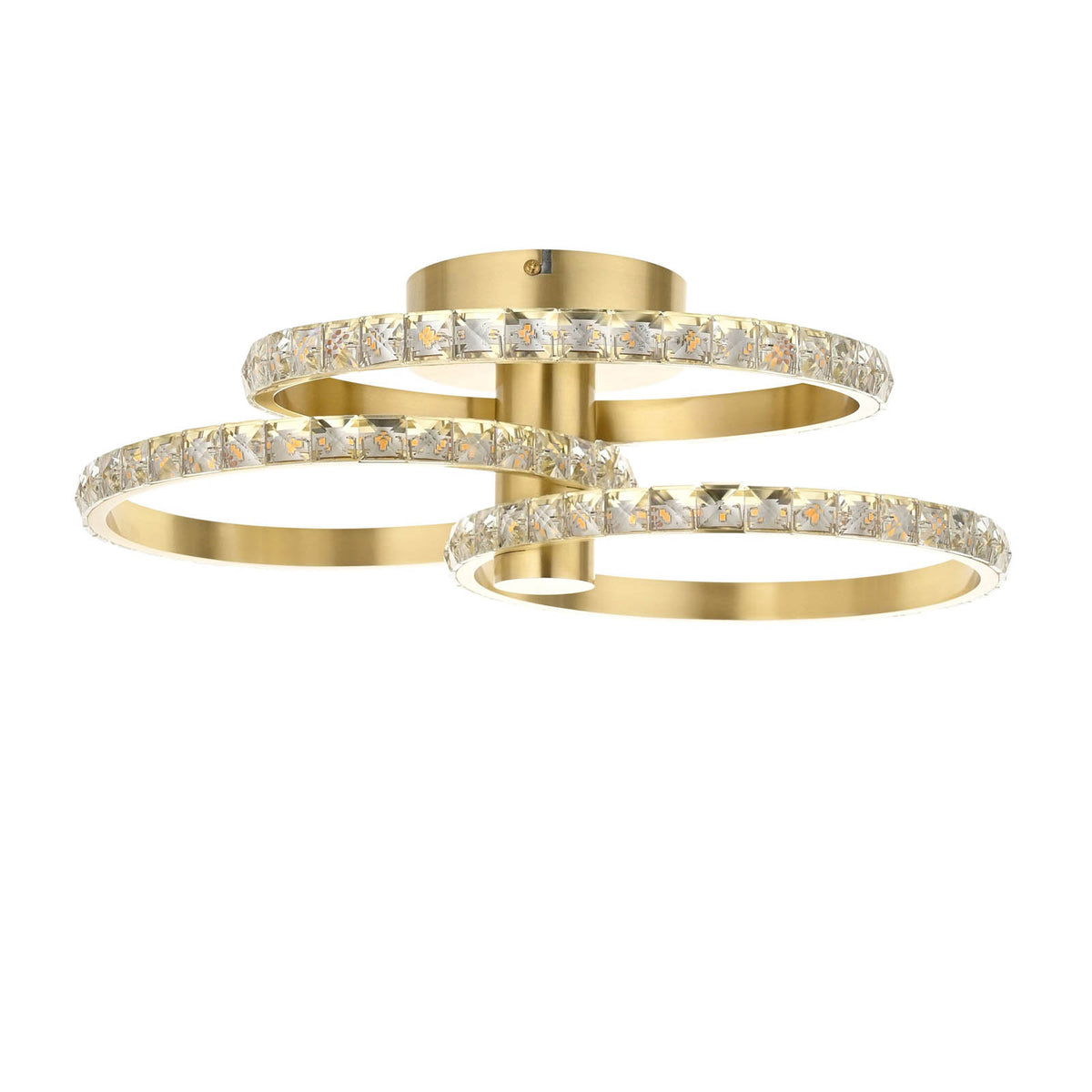 LED Ceiling Light Satin Glass Steel Brushed Gold Effect Warm White Living Room - Image 3