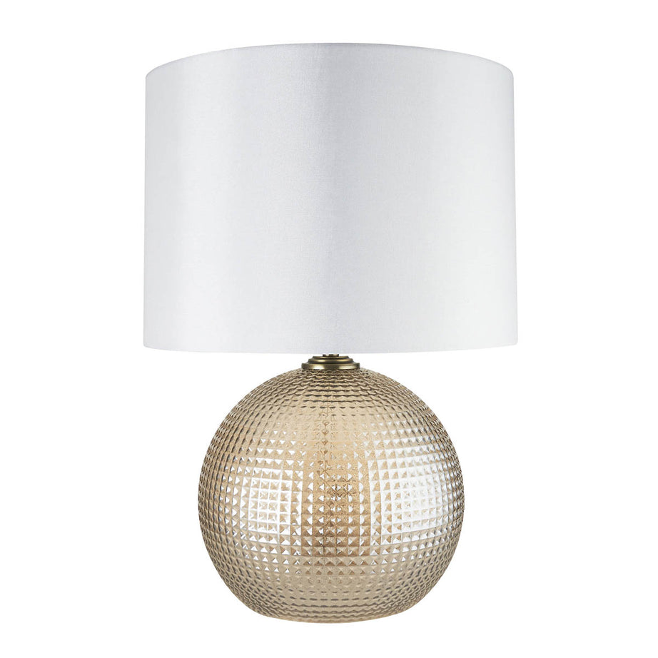 Table Lamp Glass Spherical Champagne Ivory Shade Antique Brass Effect Modern - Image 3