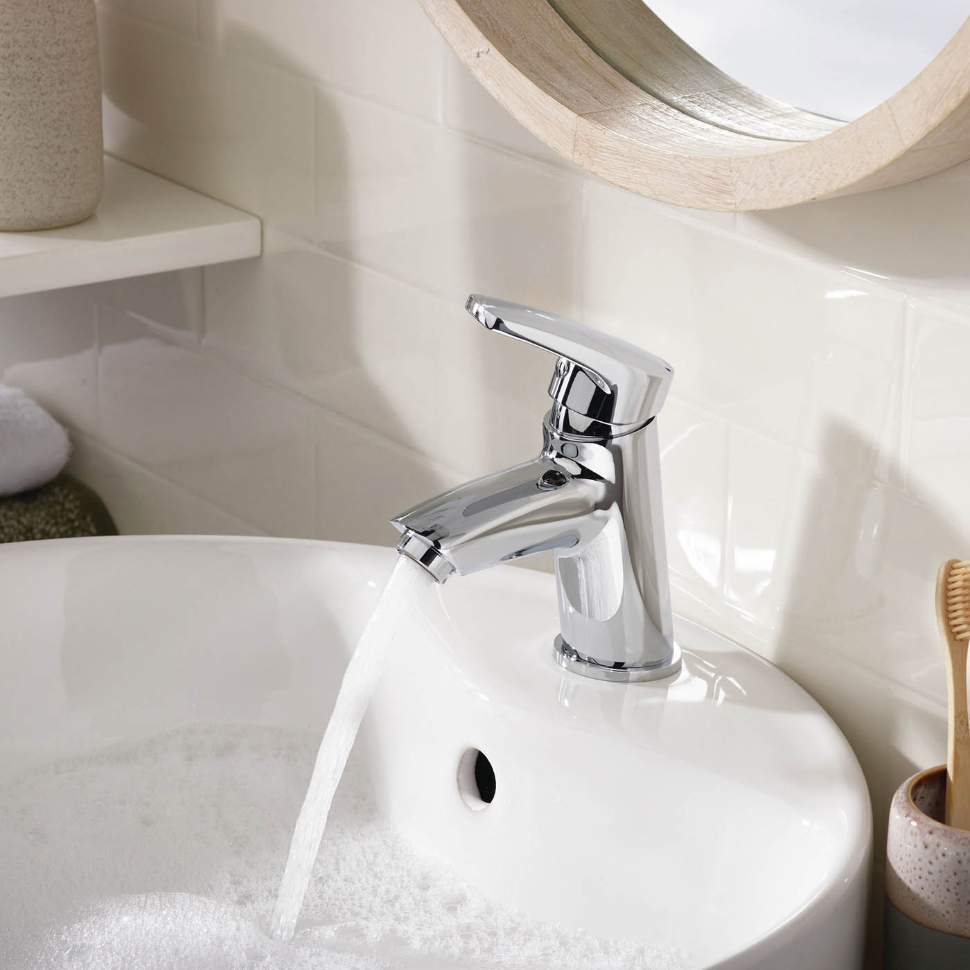Bristan Bathroom Basin Tap Mixer Chrome Single Lever Clicker Waste Modern - Image 4