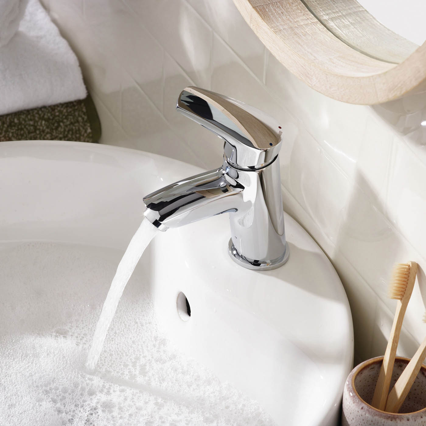 Bristan Bathroom Basin Tap Mixer Chrome Single Lever Clicker Waste Modern - Image 5