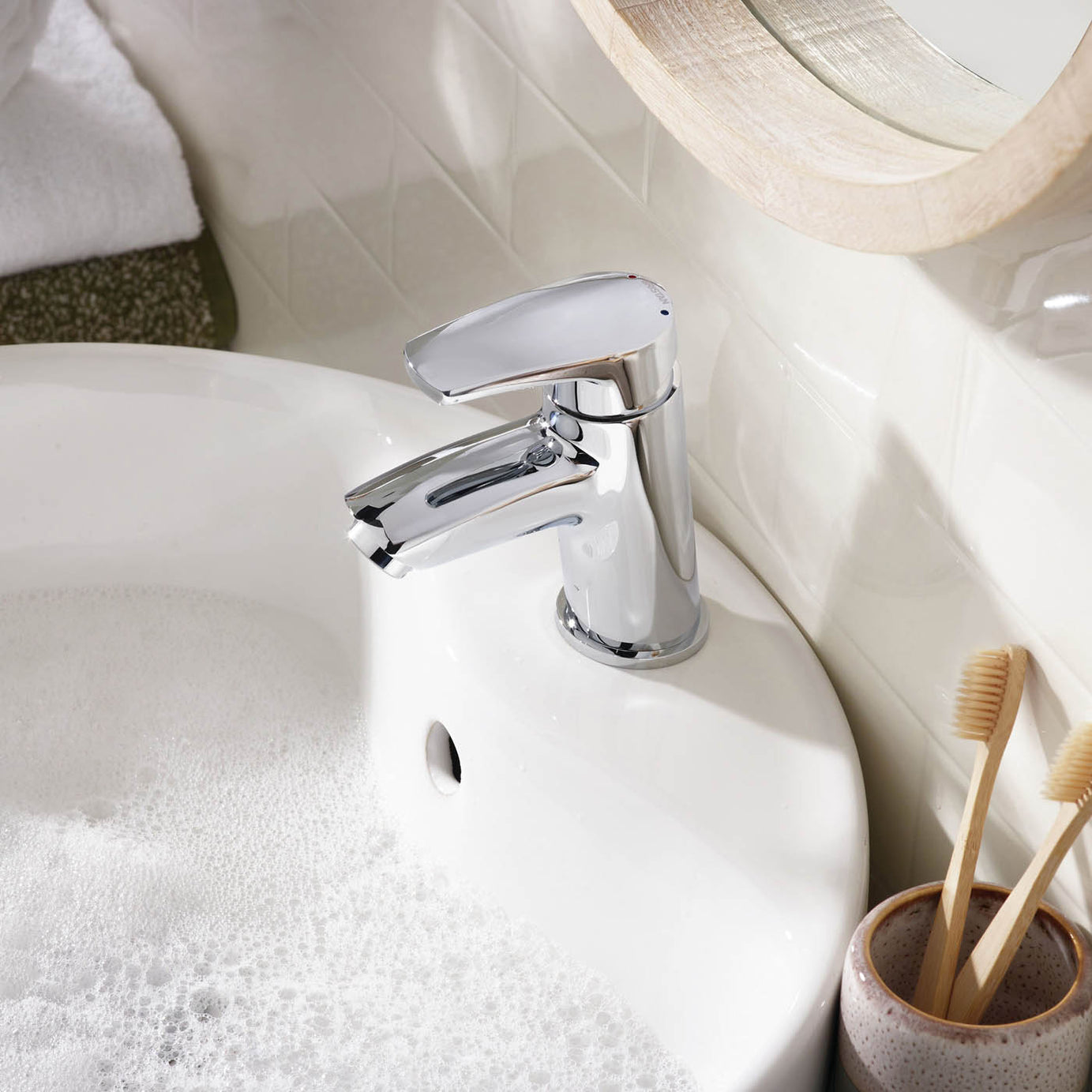 Bristan Bathroom Basin Tap Mixer Chrome Single Lever Clicker Waste Modern - Image 6