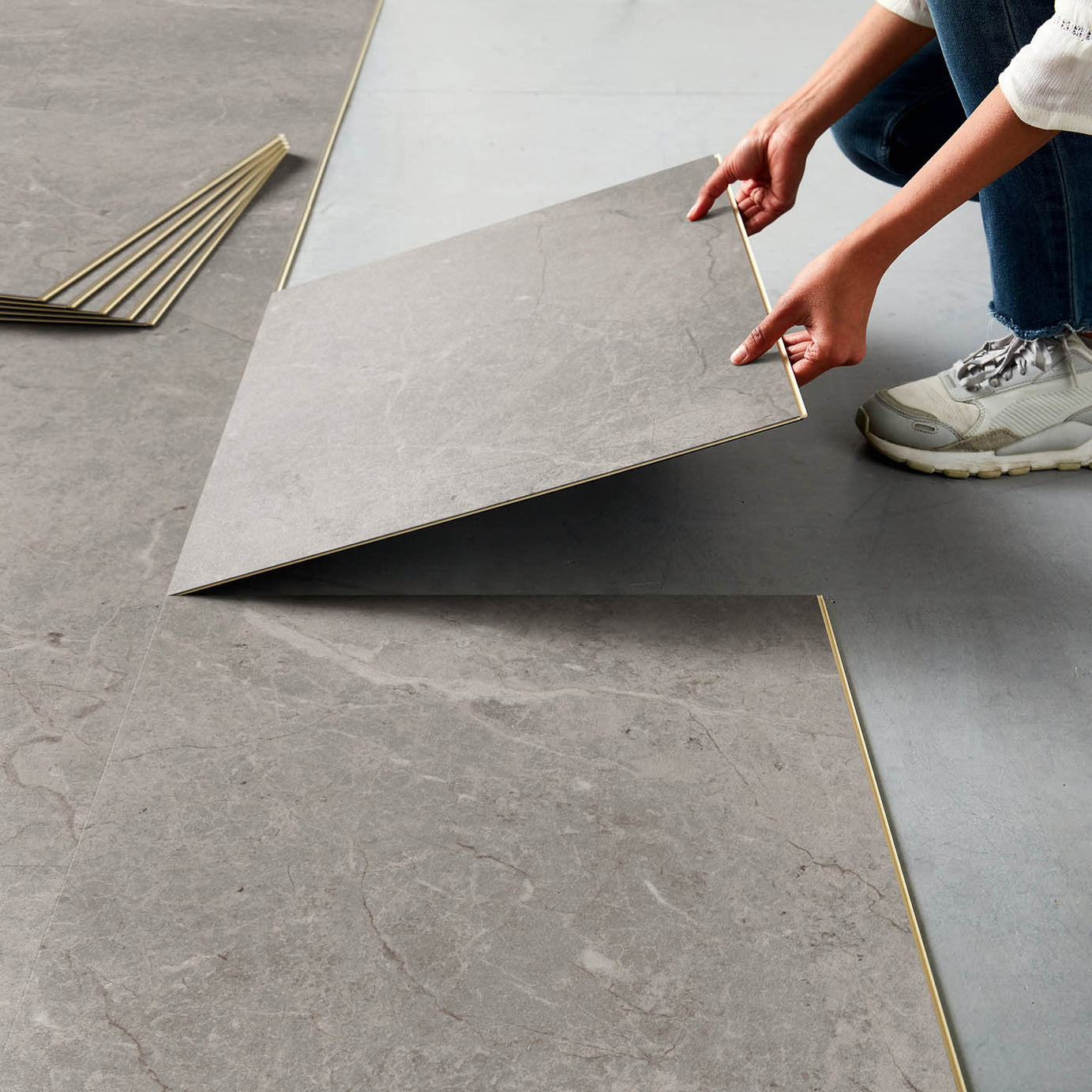Vinyl Click Tile Matt Grey Marble Effect Embossed Waterproof Modern 2.74m² - Image 5