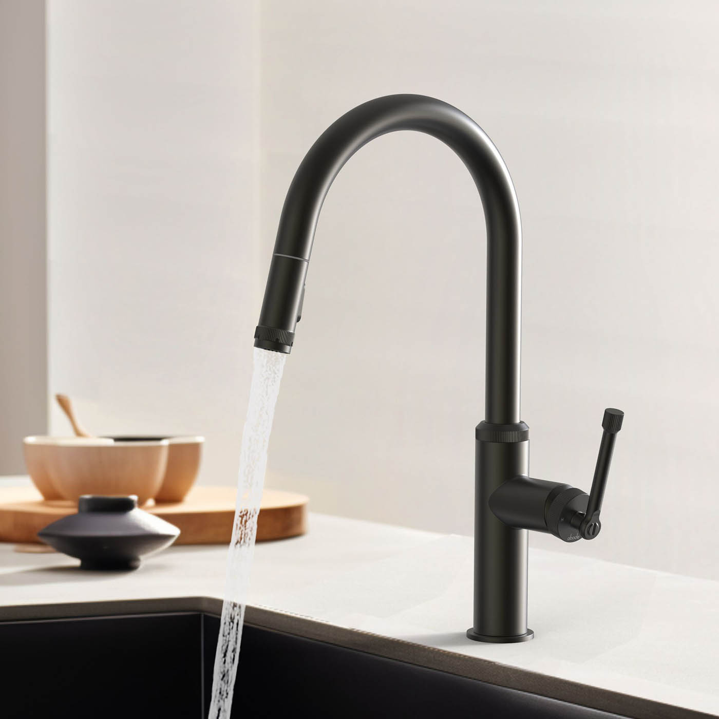 Kitchen Sink Tap Mixer Pull Out Matt Black Single Side Lever Ceramic Cartridge - Image 4
