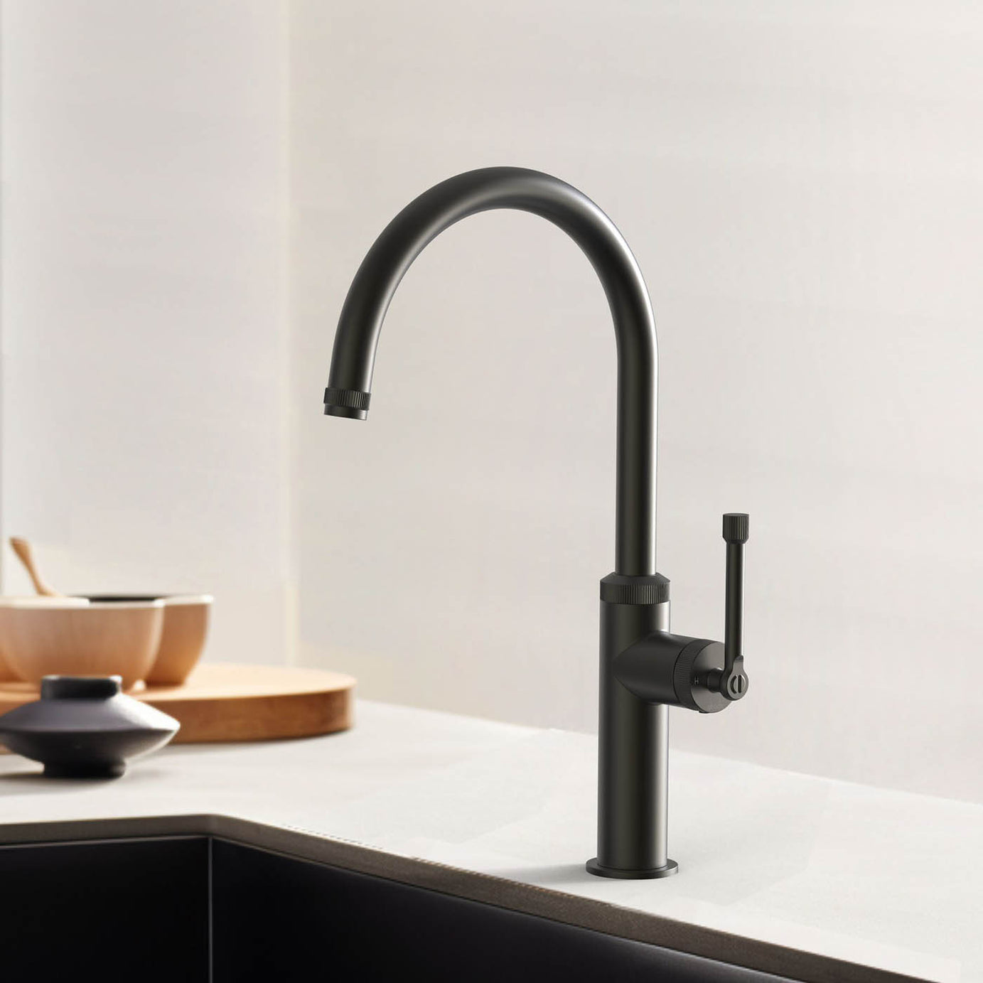 Abode Kitchen Sink Tap Mixer Black Single Side Lever Swivel Spout Modern Faucet - Image 2