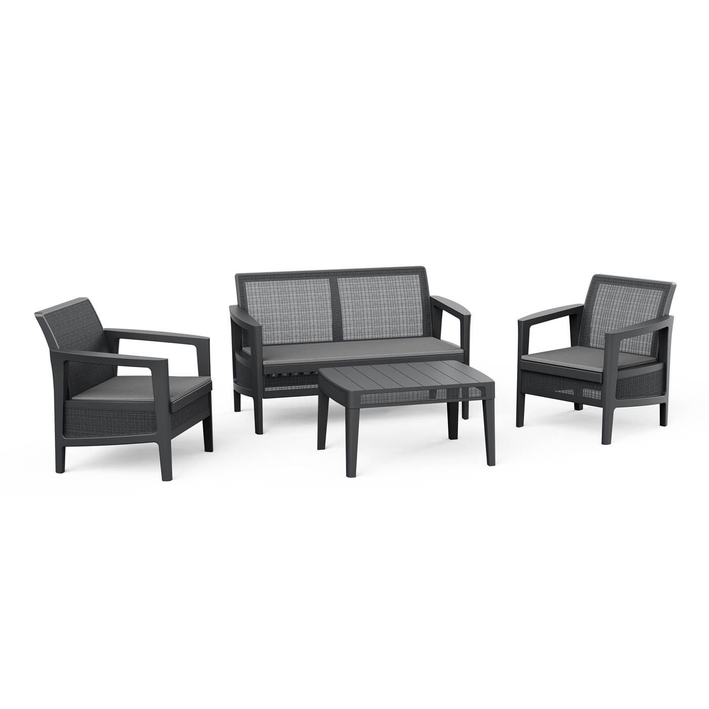 Garden Furniture Coffee Set 4 Seater Atlas Graphite Grey Armchairs Sofa Table - Image 1