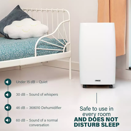 Princess Dehumidifier 368010 Digital LED Display Portable Wheeled 2.5L No Hose - Image 2