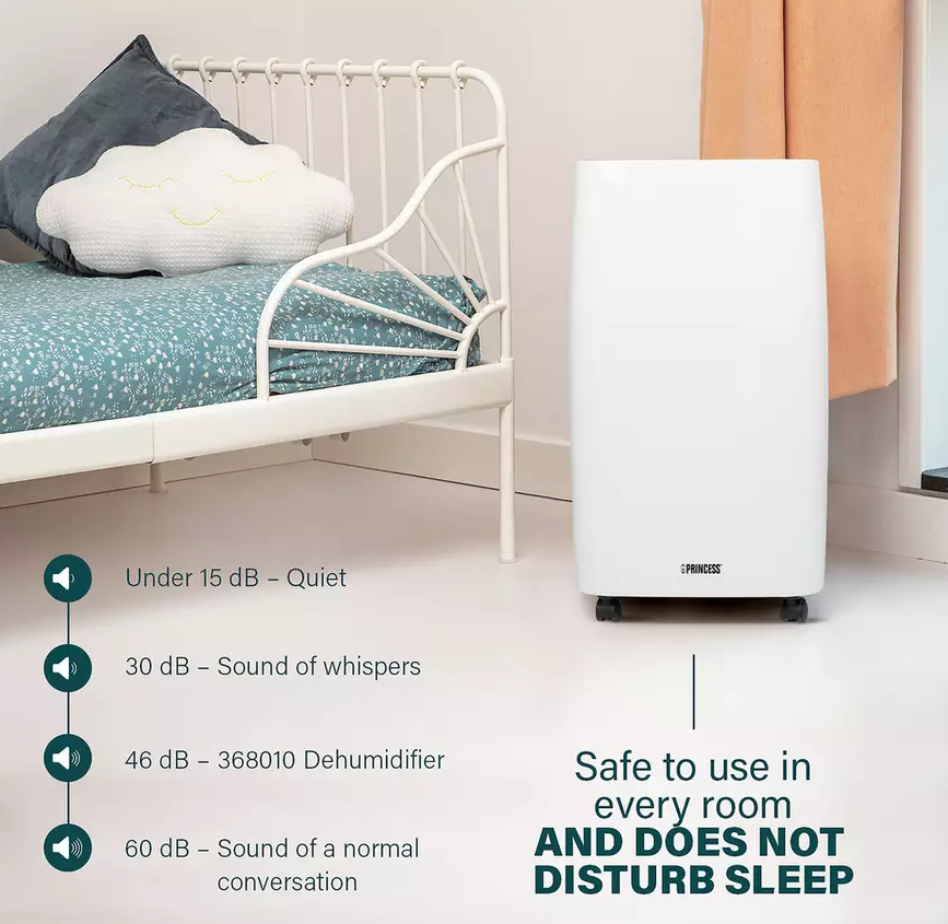 Princess Dehumidifier 368010 Digital LED Display Portable Wheeled 2.5L No Hose - Image 10